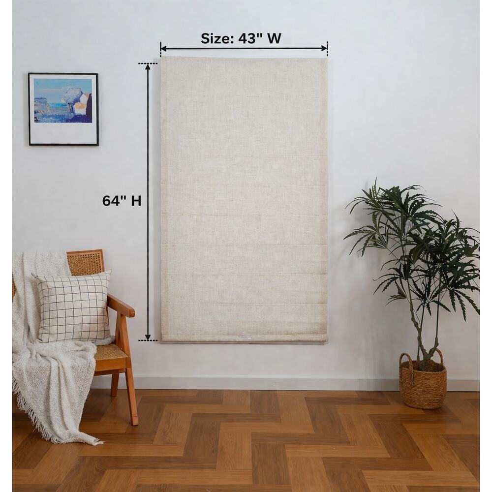 Cordless Linen Roman Shade 43x64 Natural Light Filtering Window Blind - Open Box